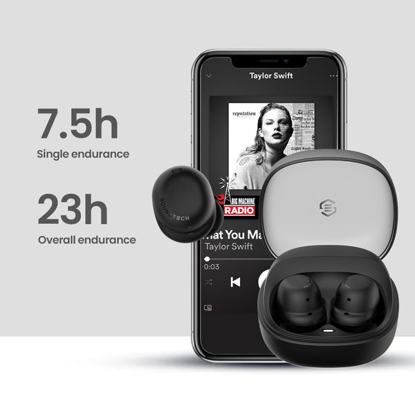 SOUNDTECH S18 TWS Wireless Stereo Earbuds with Noise Reduction - Black