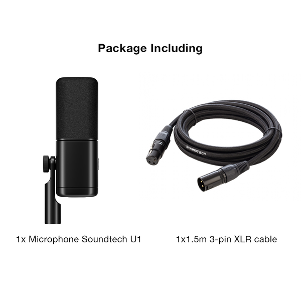 SOUNDTECH U1 Microphone Supercardioid for Podcast Creator Streamer