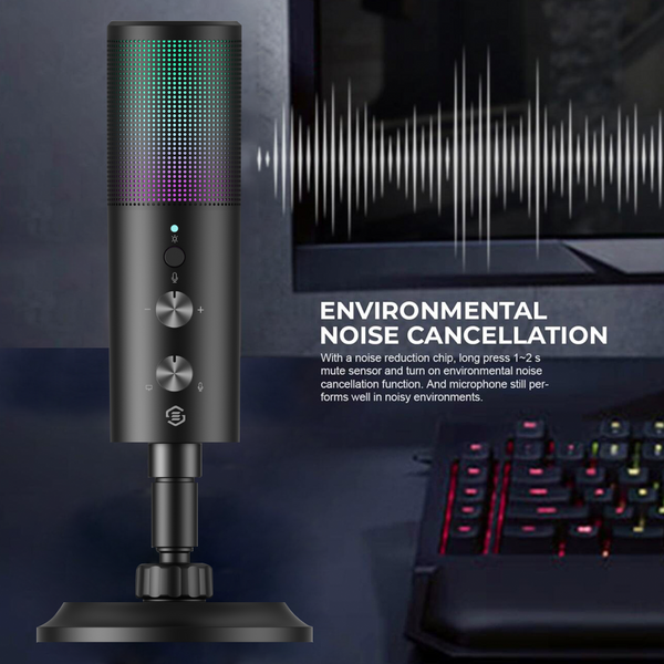 SOUNDTECH Lite 2.0 Condenser Microphone Stand Table for PC Recording Streaming - Black