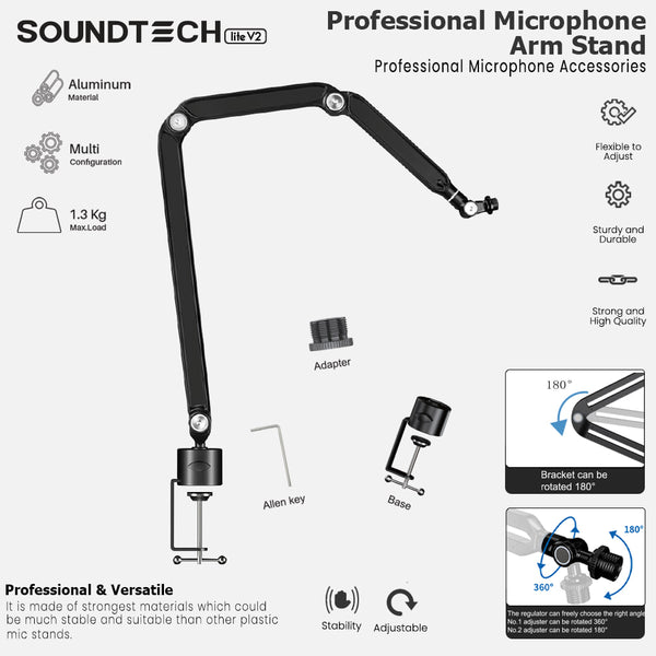 SOUNDTECH Lite V2 Microphone Arm Stand / Bracket Scissor Stands