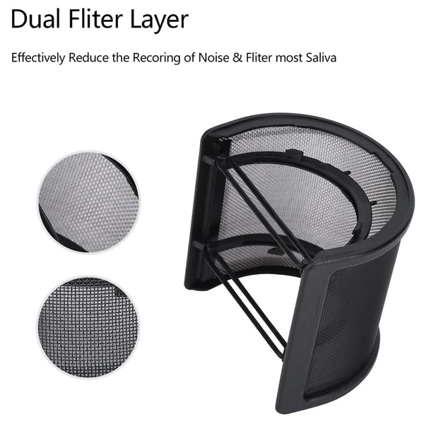 SOUNDTECH Mic Pop Filter with U Shape Metal Mesh Windshield