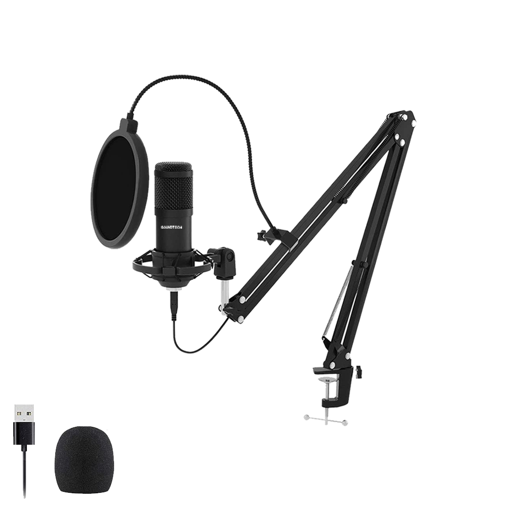 SOUNDTECH USB Condenser Microphone Boom Arm for PC Recording