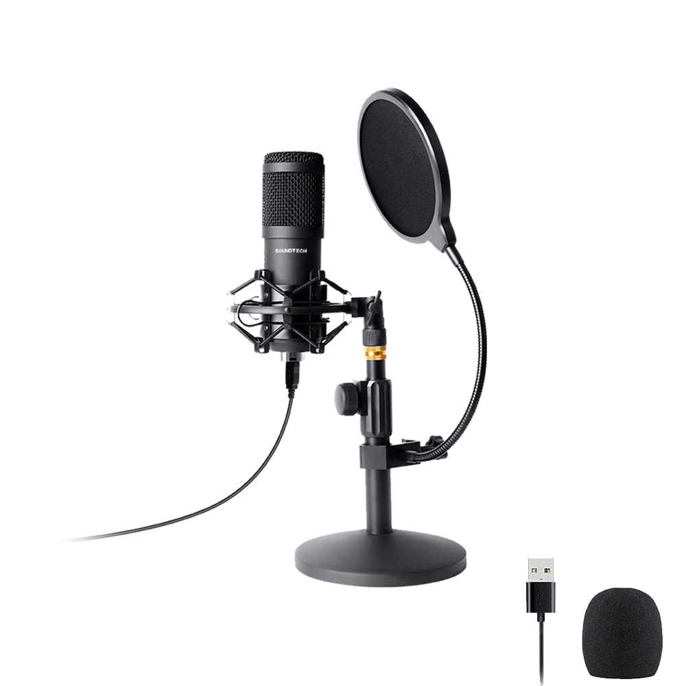 SOUNDTECH USB Condenser Microphone Stand Table for PC Recording